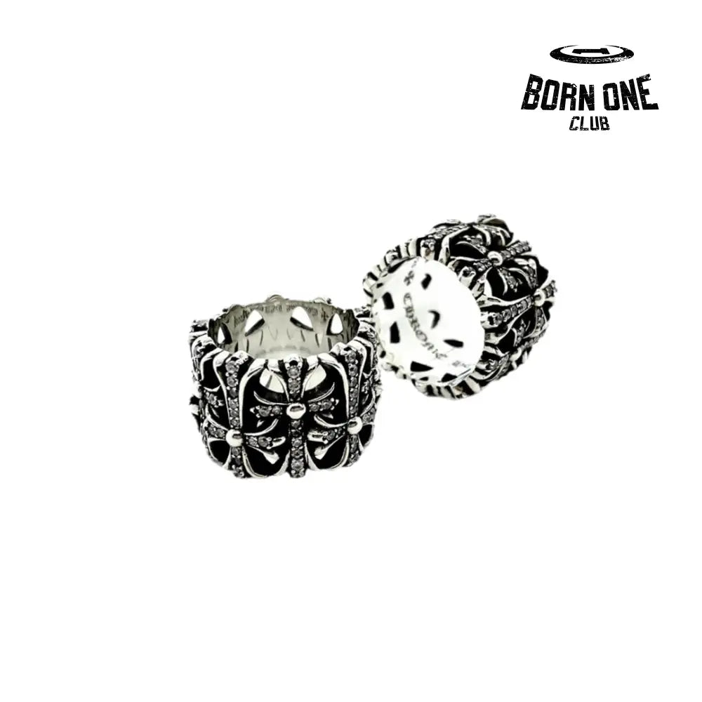 CHROME HEARTS Cemetery Ring Prata 925 & Zircônia Anel
