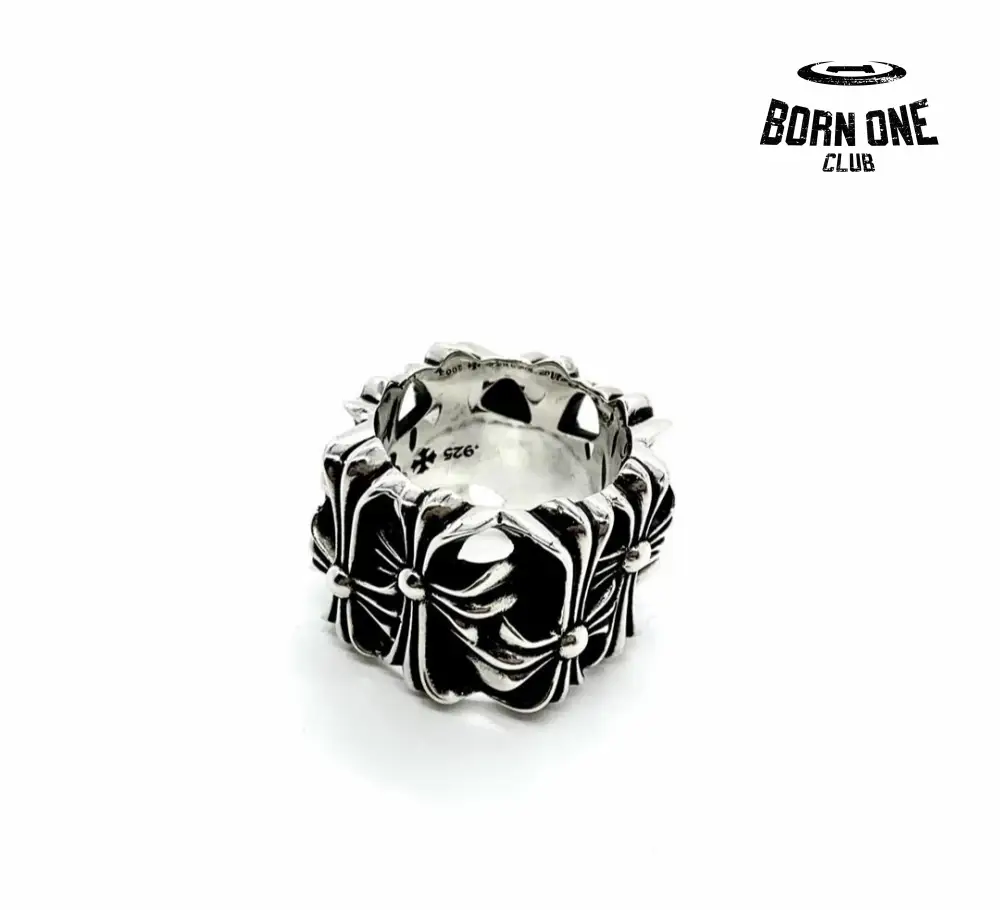 CHROME HEARTS Cemetery Square Ring Anel Prata 925