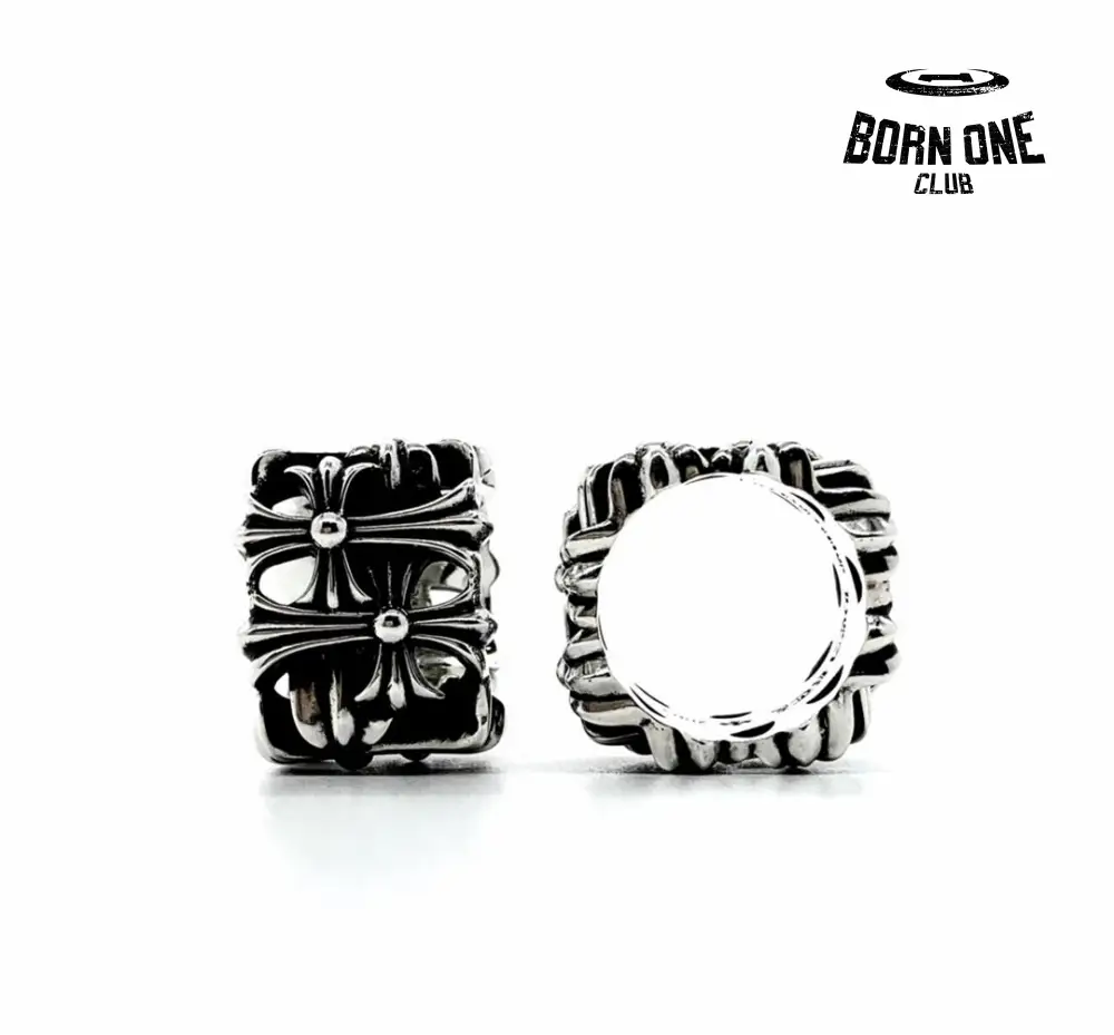 CHROME HEARTS Cemetery Square Ring Anel Prata 925