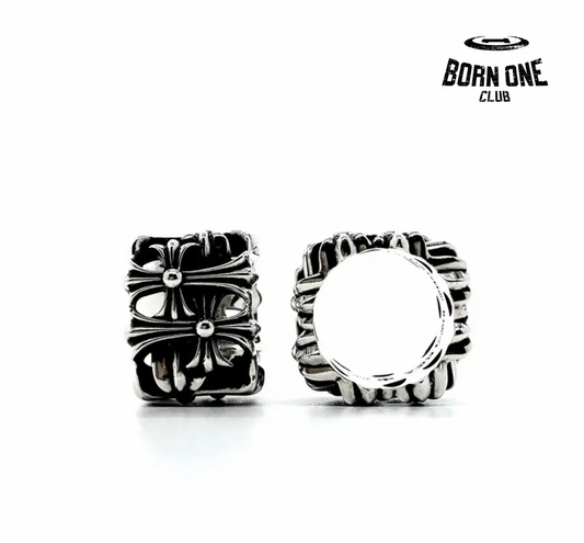 CHROME HEARTS Cemetery Square Ring Anel Prata 925