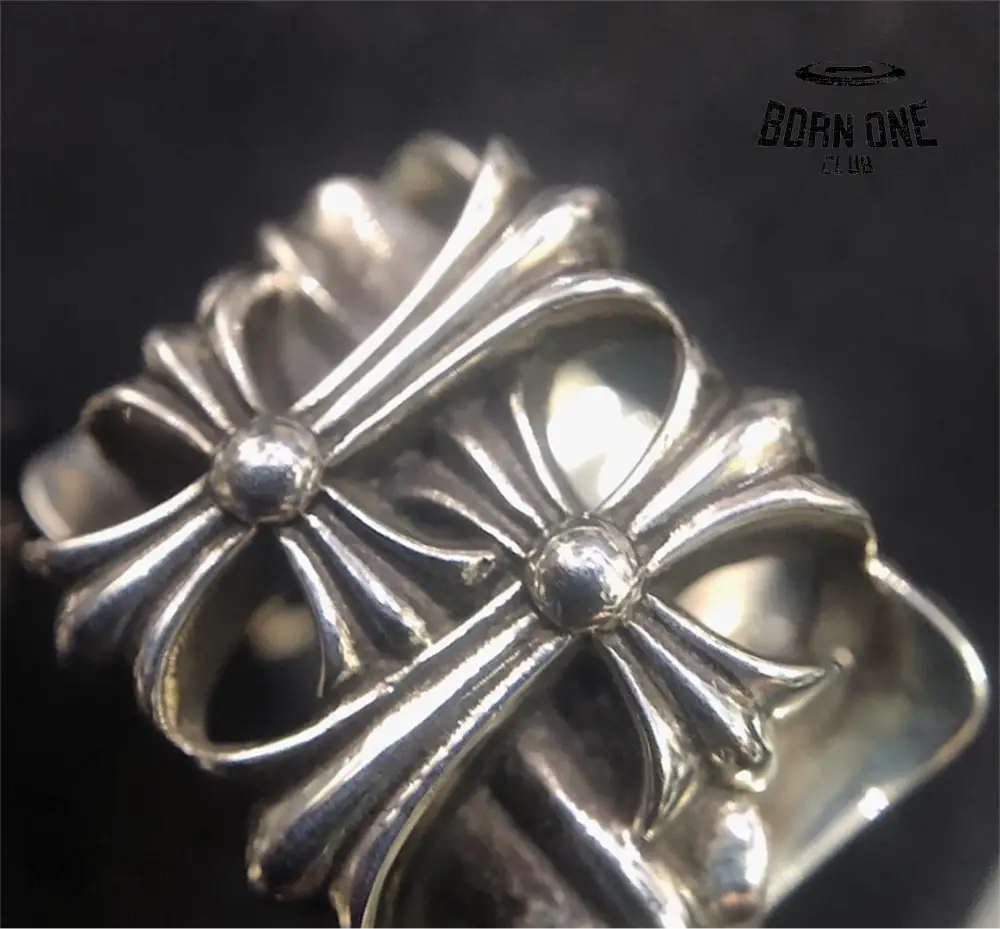 CHROME HEARTS Cemetery Square Ring Anel Prata 925