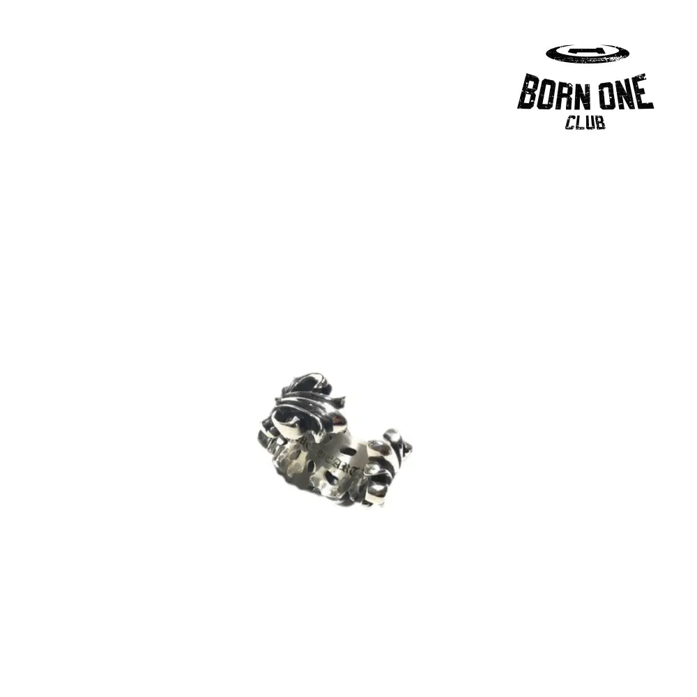 CHROME HEARTS Double Floral Ring Prata 925 Anel