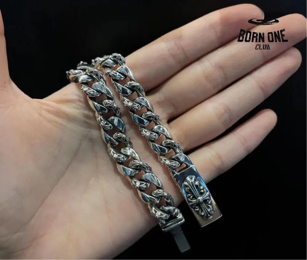 CHROME HEARTS Floral Fancy Chain Thin Bracelete Prata 925