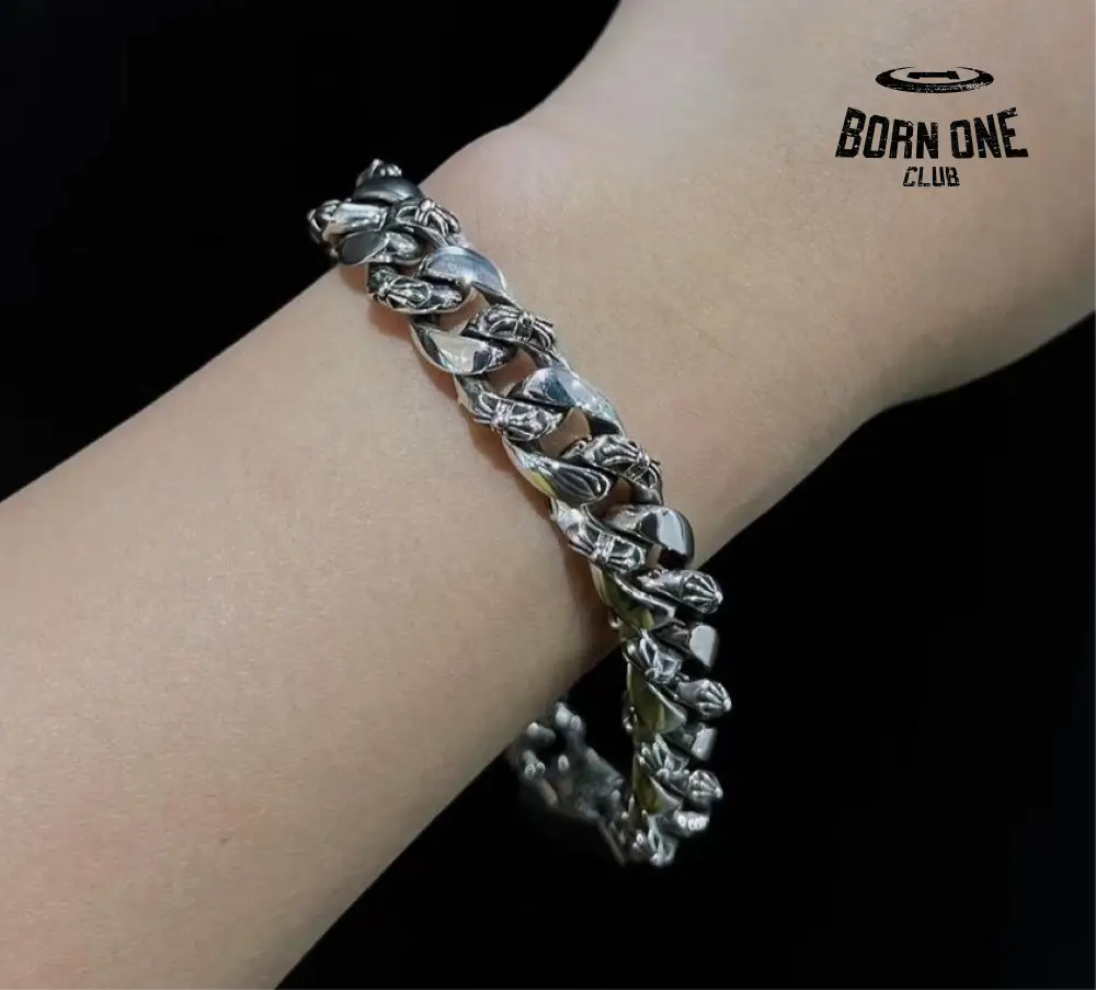 CHROME HEARTS Floral Fancy Chain Thin Bracelete Prata 925