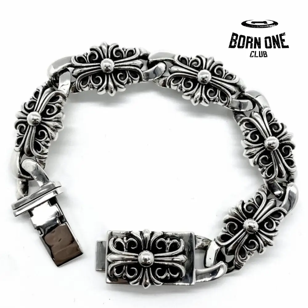 CHROME HEARTS Keeper Bracelet 20 CM Prata 925 20 cm, adequado para tamanho de pulso 15-18 CM