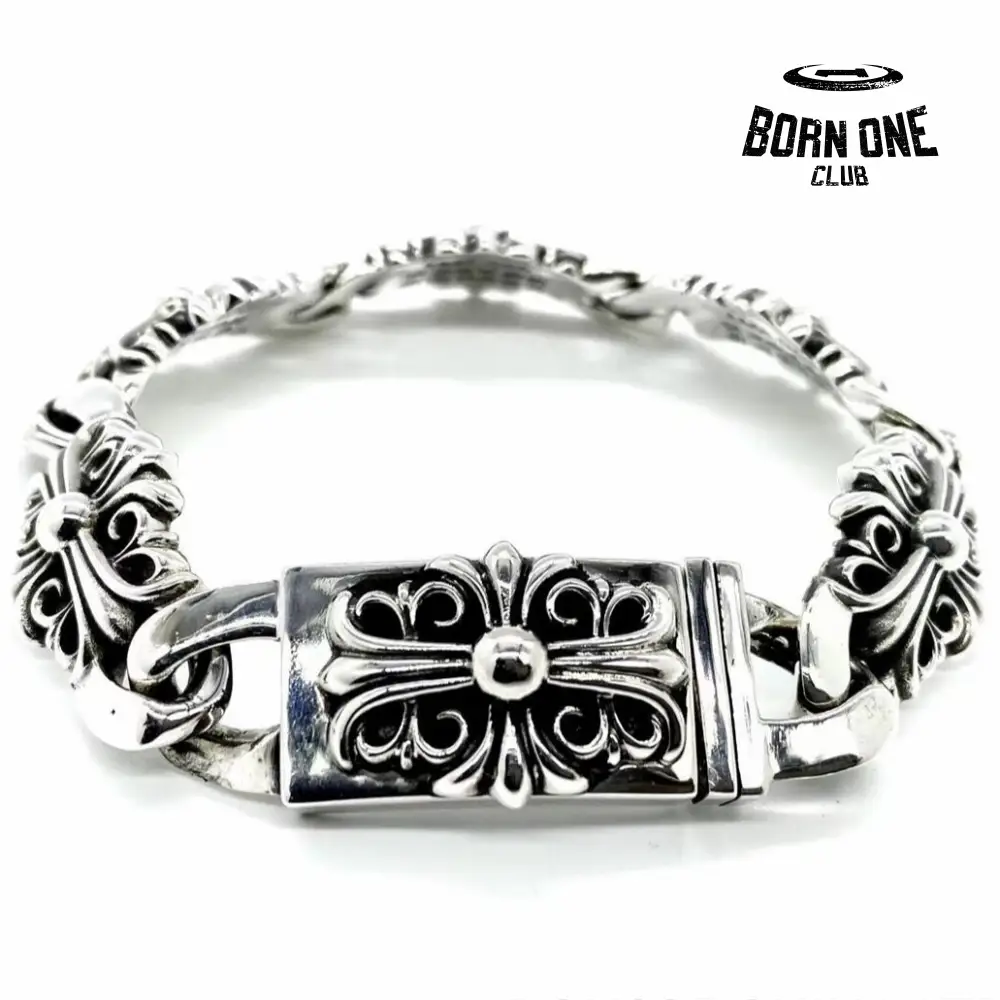 CHROME HEARTS Keeper Bracelet 20 CM Prata 925 20 cm, adequado para tamanho de pulso 15-18 CM