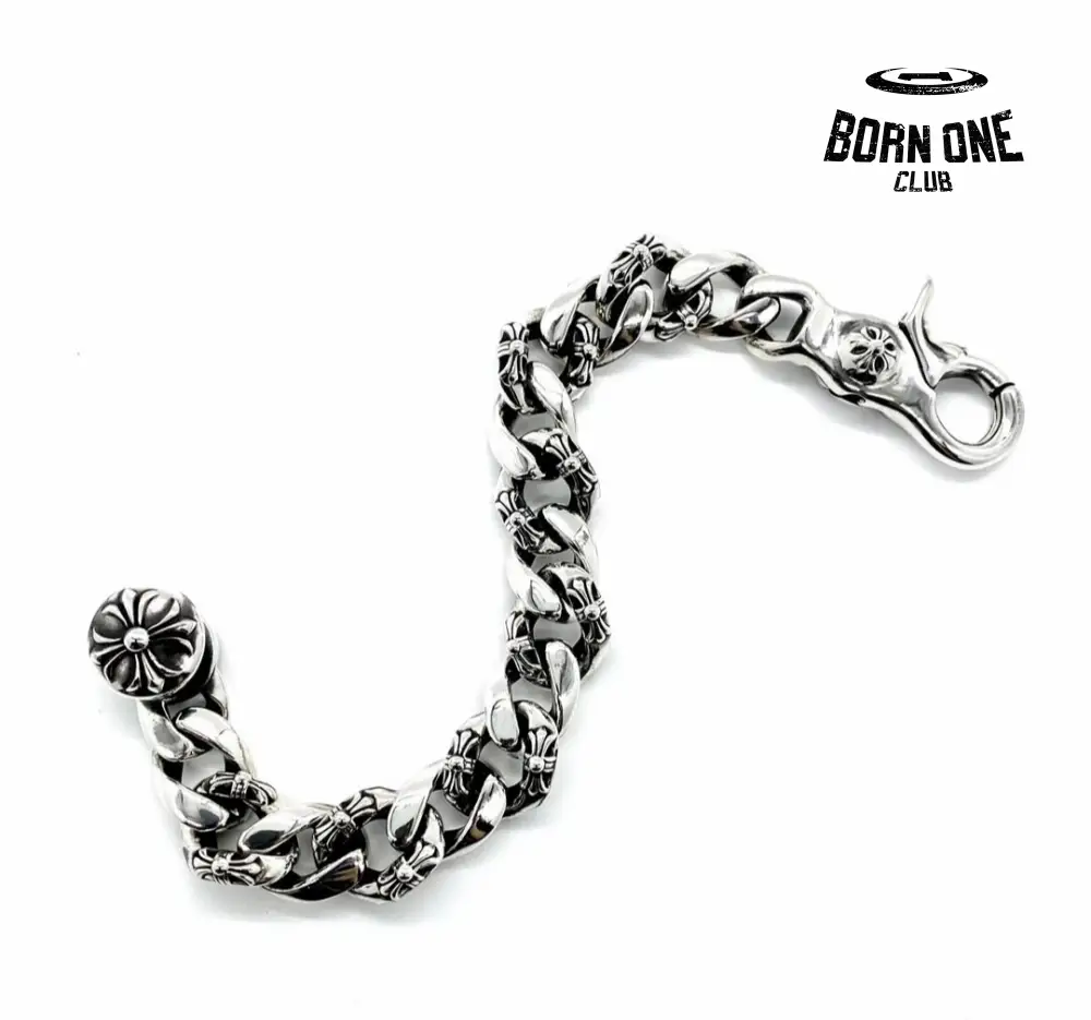 Chrome Hearts Link Clip Thick Bracelete Prata 925