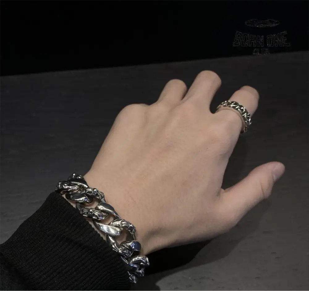Chrome Hearts Link Clip Thick Bracelete Prata 925