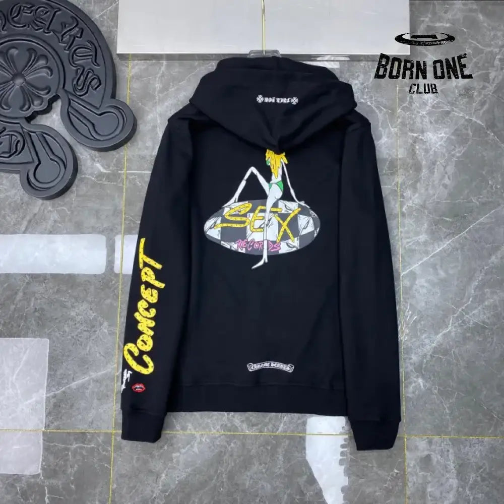 Chrome Hearts Records Black Hoodie Black Moletom