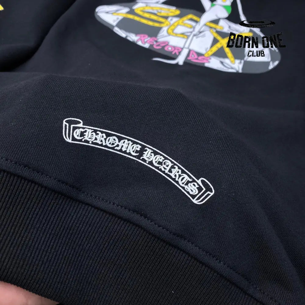 Chrome Hearts Records Black Hoodie Black Moletom