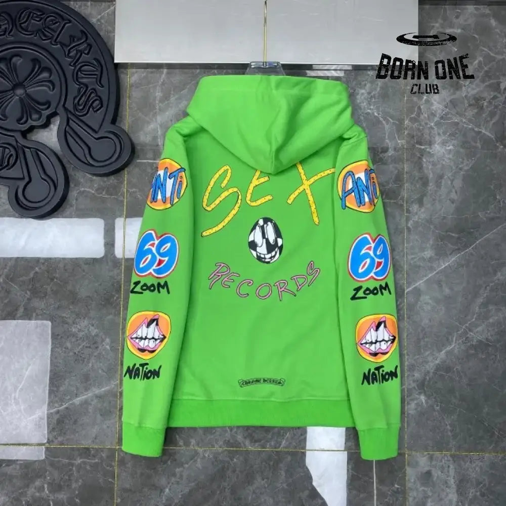 Chrome Hearts Records Green Hoodie Moletom