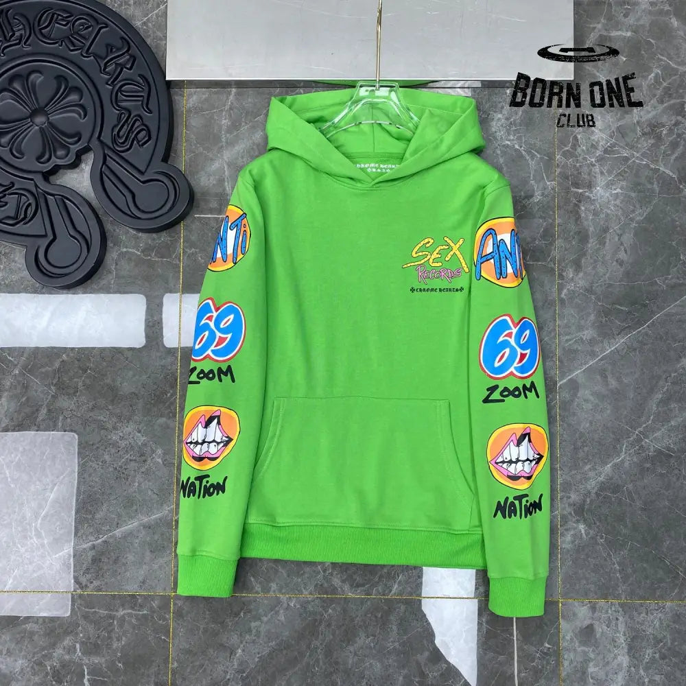Chrome Hearts Records Green Hoodie Moletom
