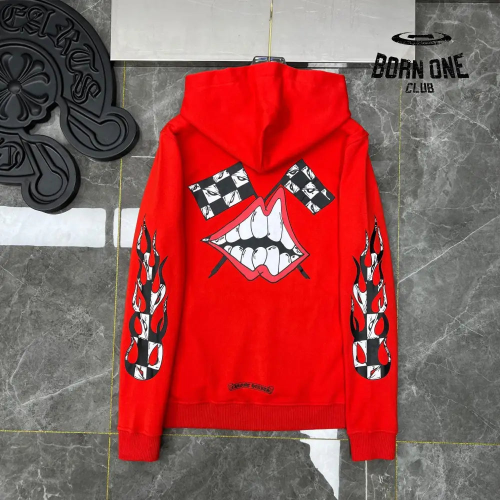 Chrome Hearts Red Mouth Hoodie Moletom
