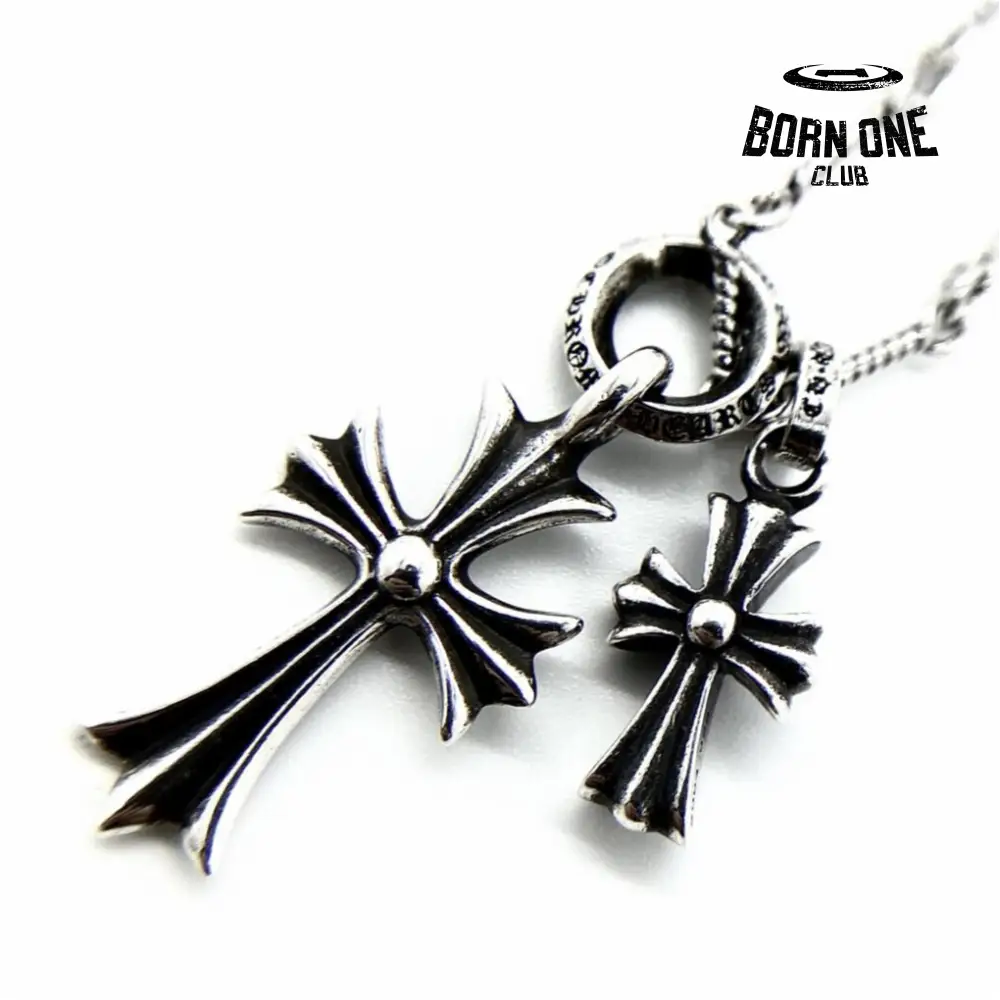 CHROME HEARTS Tiny Cross & Babyfat Necklace (with Twist Chain) Prata 925