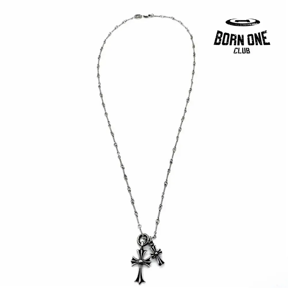 CHROME HEARTS Tiny Cross & Babyfat Necklace (with Twist Chain) Prata 925