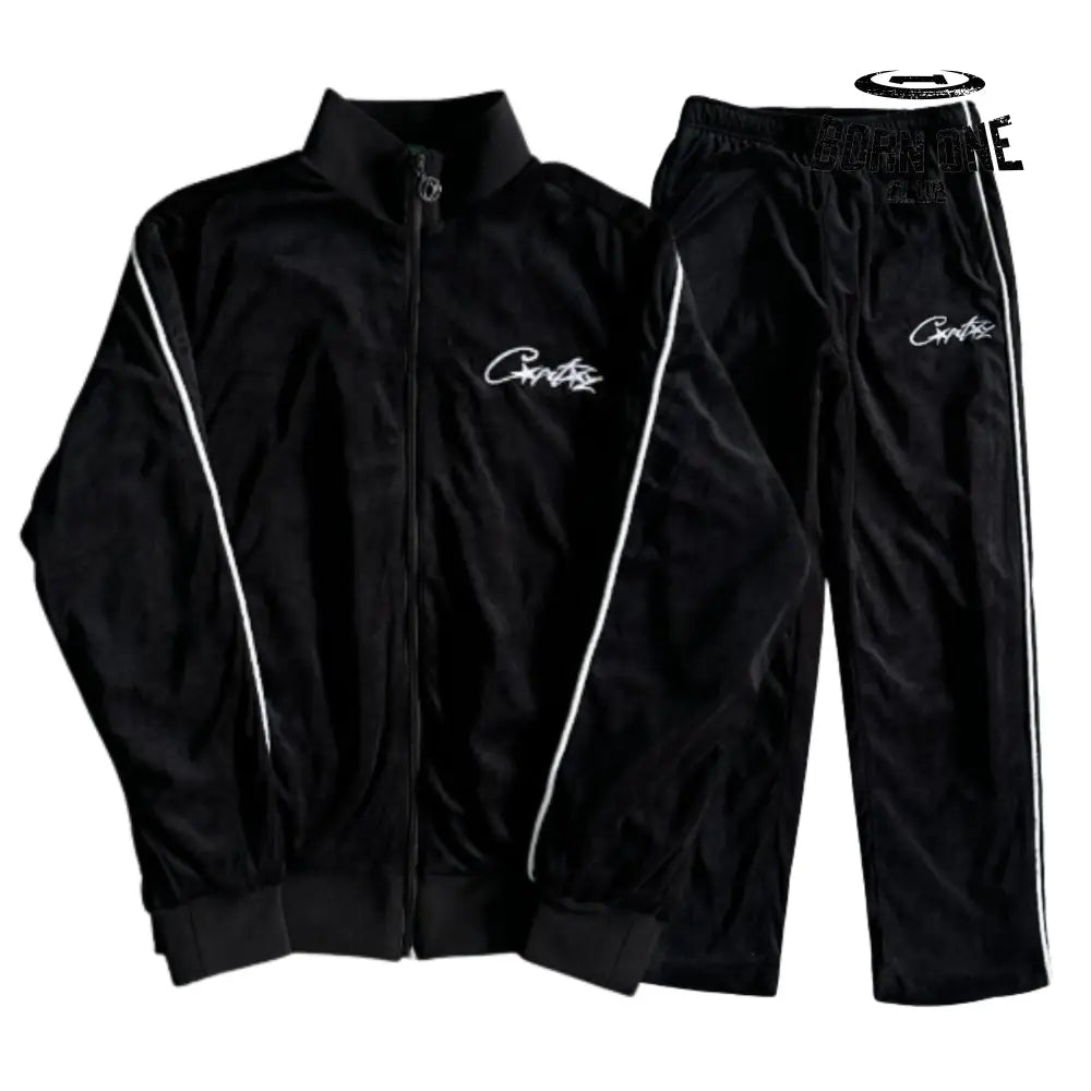 Conjunto Corteiz Velor Track Set Black P