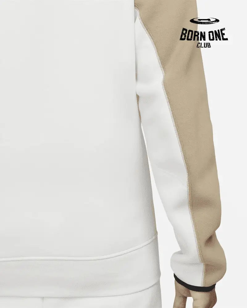 Conjunto Nike Tech Fleece Bege/Branco 2023 (New Season) Jaqueta e Calça