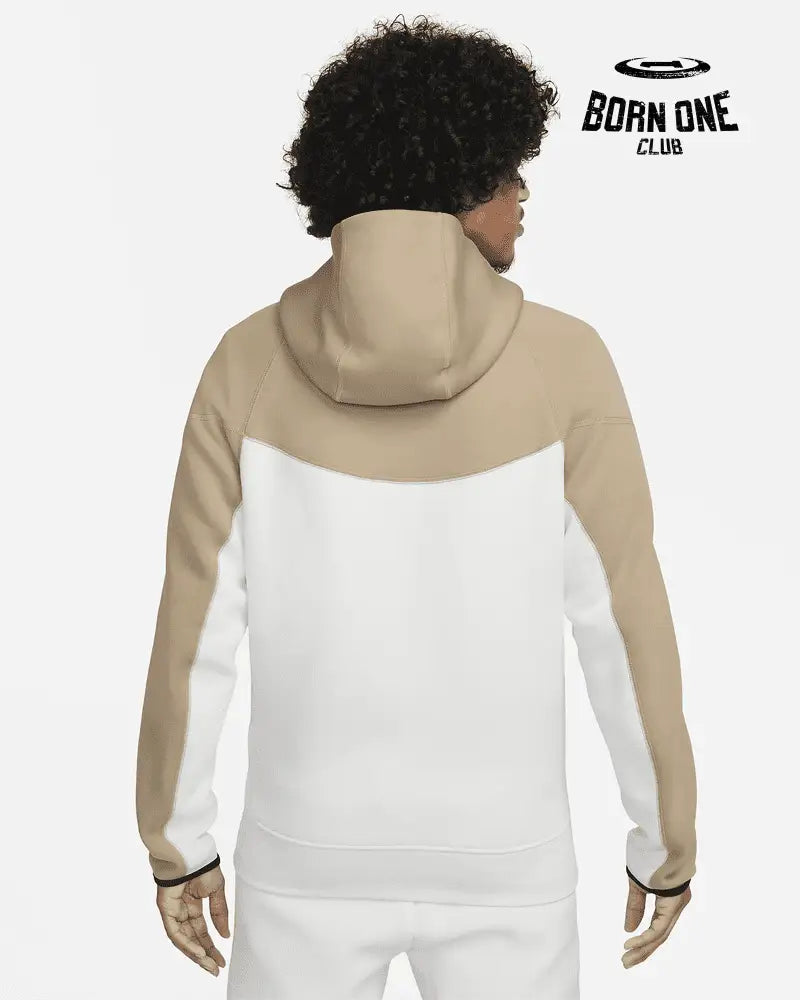 Conjunto Nike Tech Fleece Bege/Branco 2023 (New Season) Jaqueta e Calça