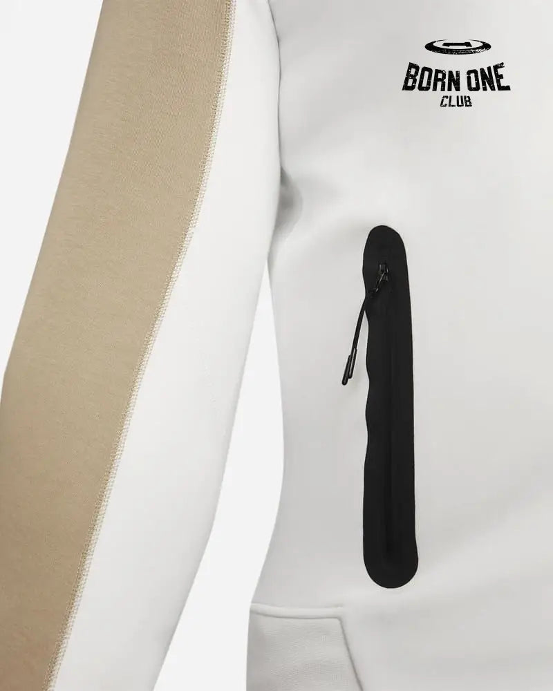 Conjunto Nike Tech Fleece Bege/Branco 2023 (New Season) Jaqueta e Calça
