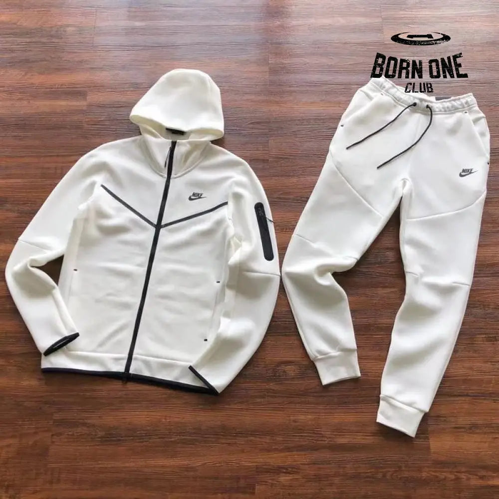Conjunto Nike Tech Fleece Branco Jaqueta e Calça