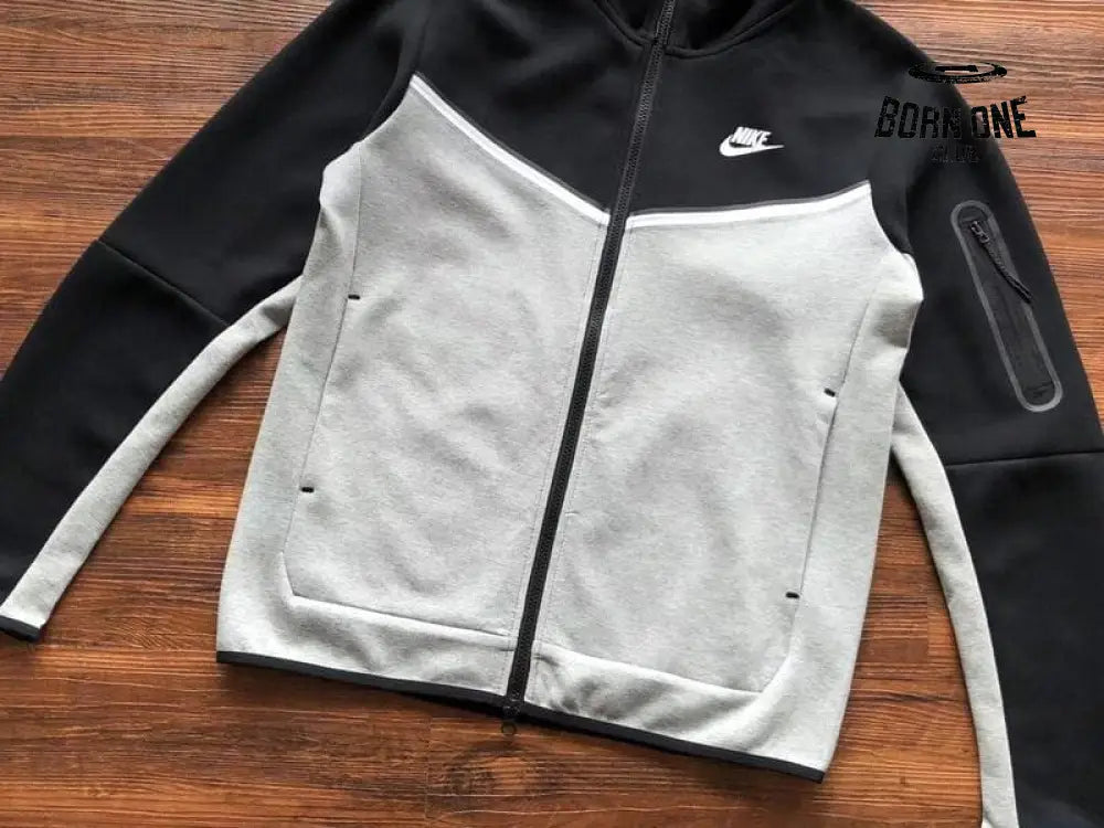 Conjunto Nike Tech Fleece Preto e Cinza Jaqueta e Calça