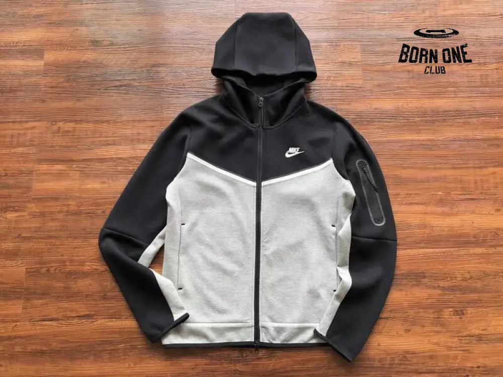 Conjunto Nike Tech Fleece Preto e Cinza Jaqueta e Calça