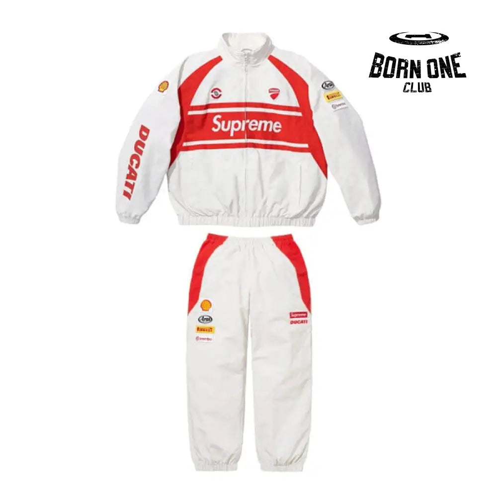 Conjunto Supreme x Ducati White Set Jaqueta e Calça