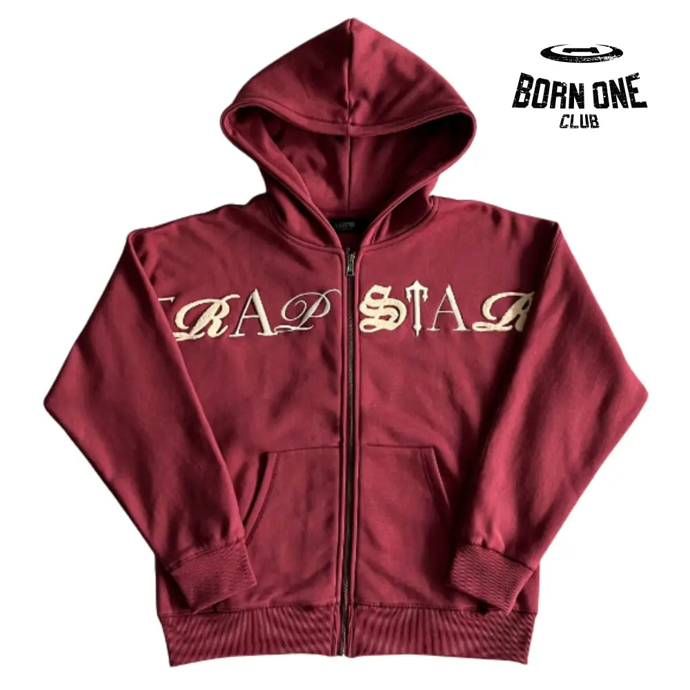 Conjunto Trapstar Script Zip Through Hoodie Zinfandel