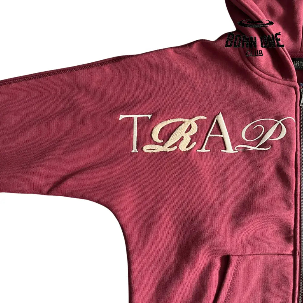 Conjunto Trapstar Script Zip Through Hoodie Zinfandel