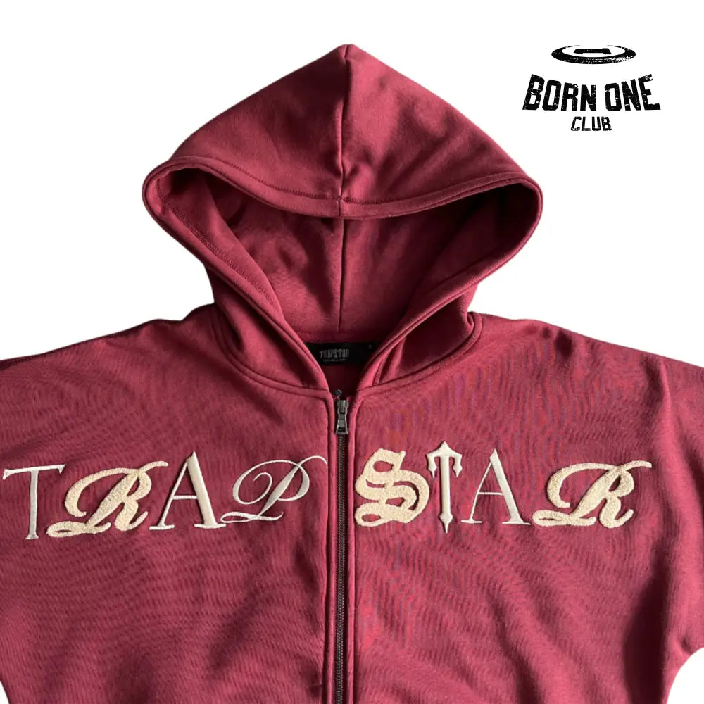 Conjunto Trapstar Script Zip Through Hoodie Zinfandel