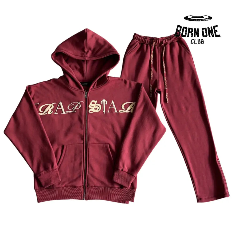 Conjunto Trapstar Script Zip Through Hoodie Zinfandel P