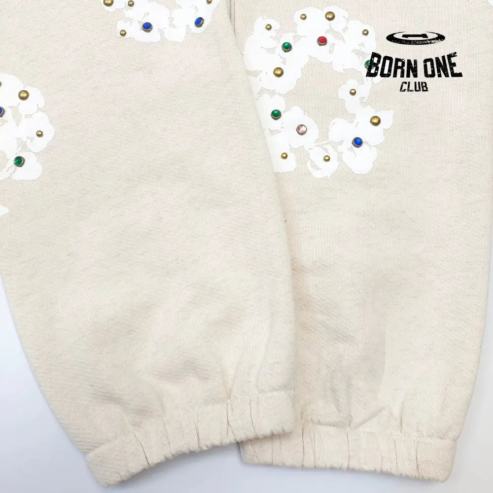 DENIM TEARS RHINESTONE SWEATPANTS CREME
