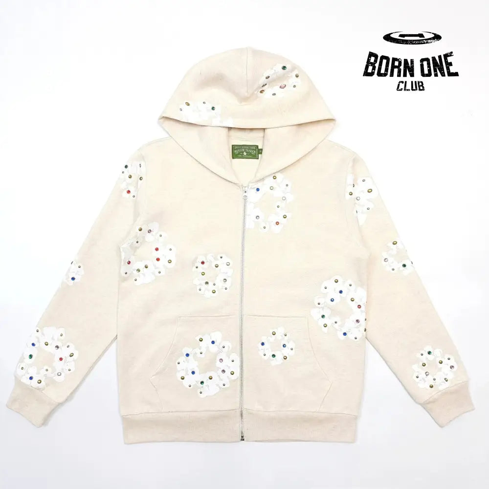 DENIM TEARS ZIP HOODIE CREME Moletom Jaqueta