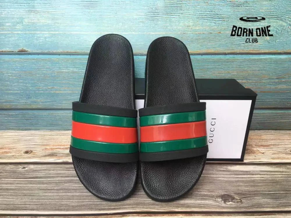 Gucci Rubber Slide Red Green Gucci Rubber Slide Red Green