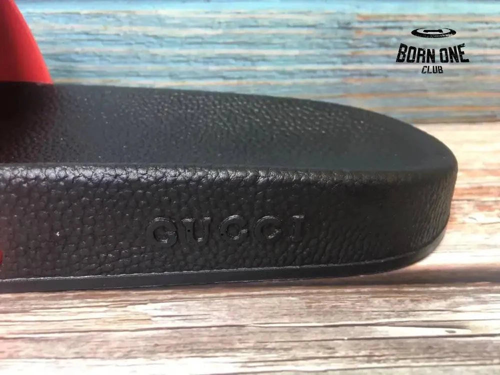 Gucci Rubber Slide Red Green Gucci Rubber Slide Red Green