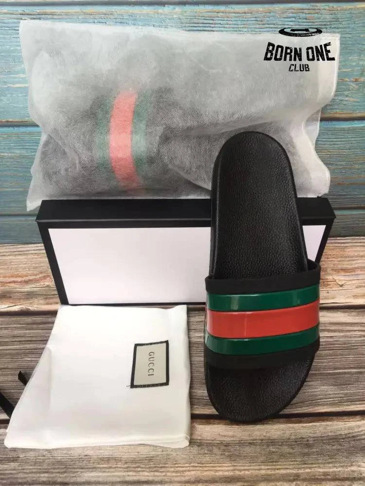 Gucci Rubber Slide Red Green Gucci Rubber Slide Red Green