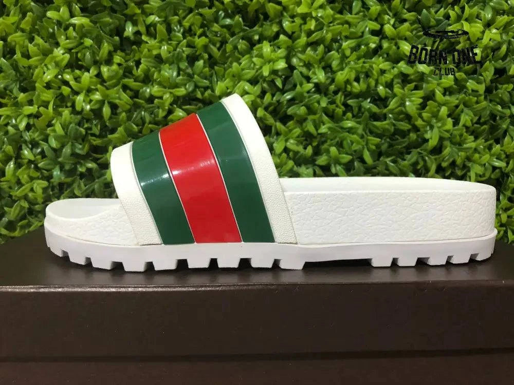 Gucci Web Slide Sandal White Gucci Rhyton Vintage Logo