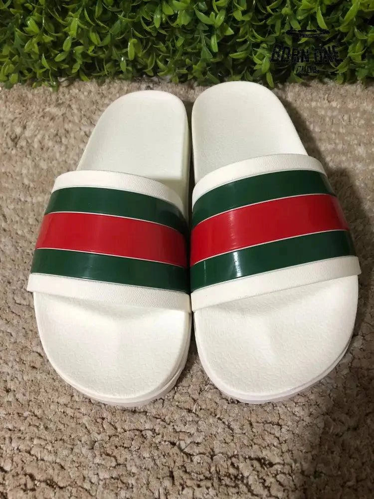 Gucci Web Slide Sandal White Gucci Rhyton Vintage Logo