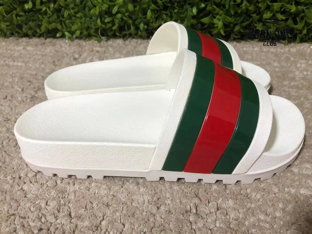 Gucci Web Slide Sandal White Gucci Rhyton Vintage Logo