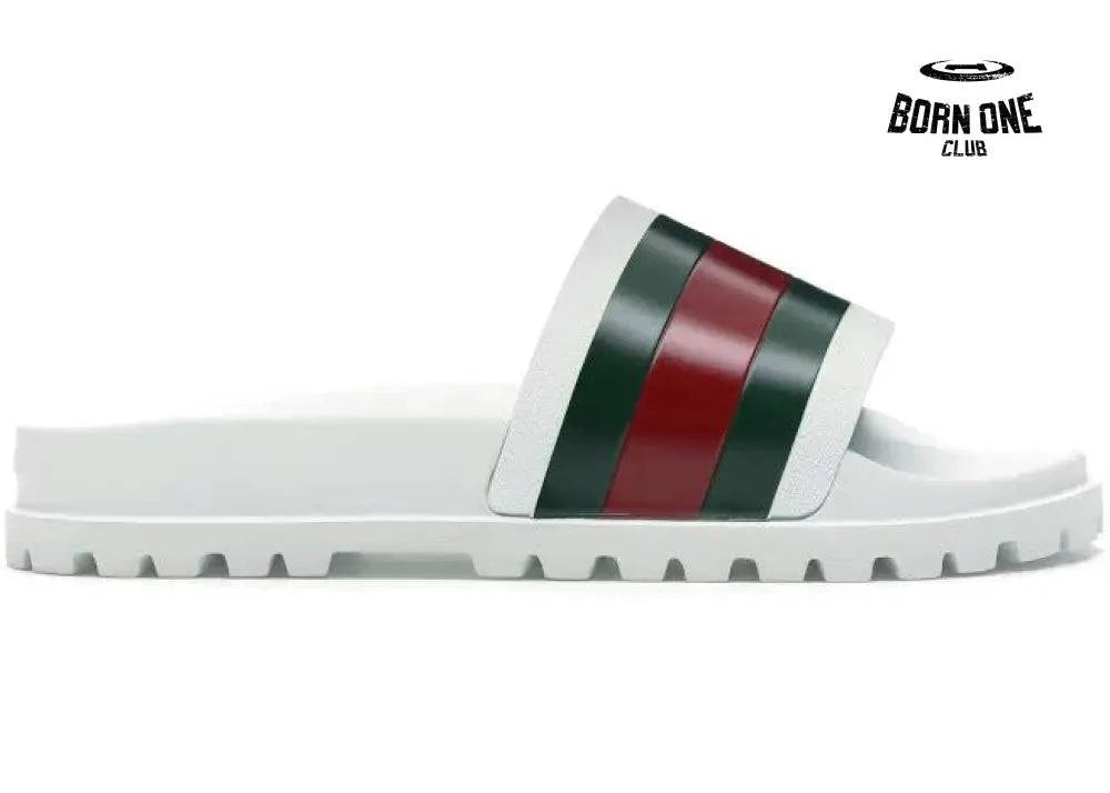Gucci Web Slide Sandal White Gucci Rhyton Vintage Logo