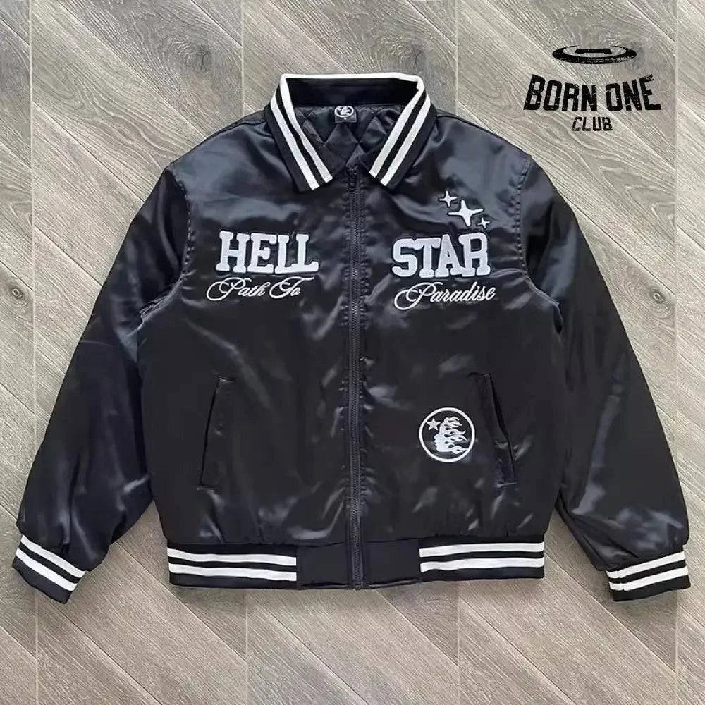 Hellstar Jaqueta Bomber Colegial Bordado Preto / XL