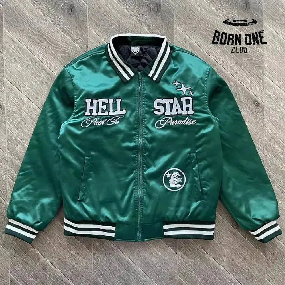 Hellstar Jaqueta Bomber Colegial Bordado Verde / XL