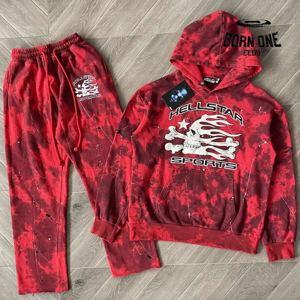 Hellstar Moletom Conjunto Tie Dye Hoodie