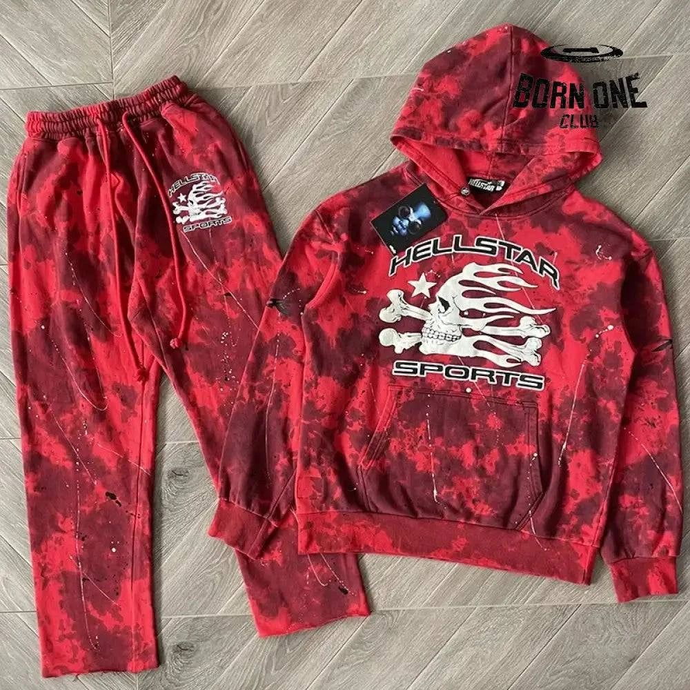 Hellstar Moletom Conjunto Tie Dye Hoodie