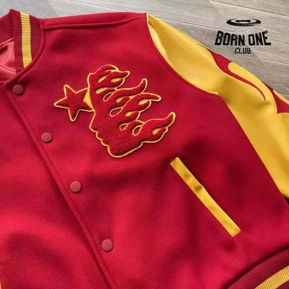 Hellstar Records Logo bordado Jaqueta colegial bomber