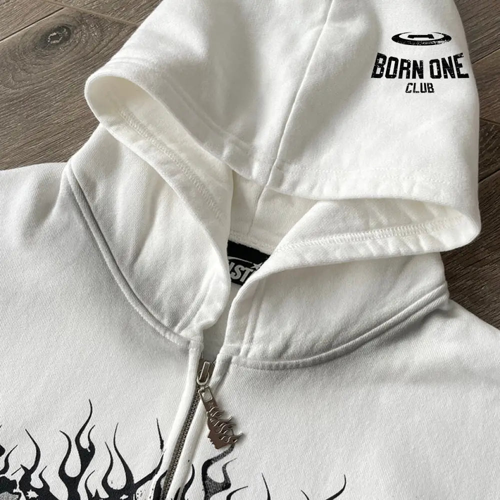 Hellstar Studios Flame Glitter Zip-Up Hoodie Moletom Jaqueta