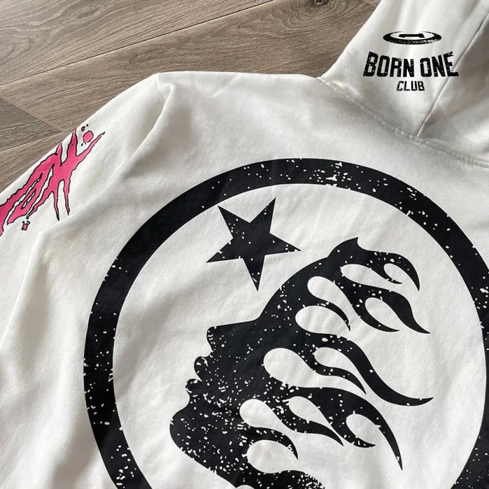 Hellstar Studios Flame Glitter Zip-Up Hoodie Moletom Jaqueta