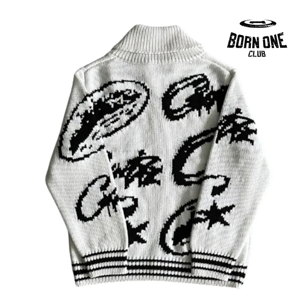 Jaqueta Corteiz Heavy Knit Jacquard Sweater