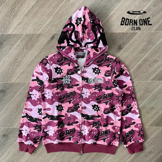 Jaqueta Moletom Glo Gang FullZip Pink Camo