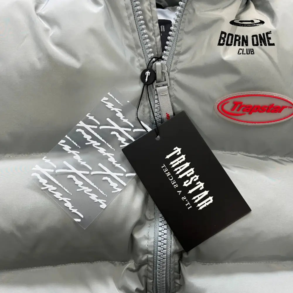 Jaqueta Trapstar Light Grey & Red Hyperdrive 2.0 Bomber
